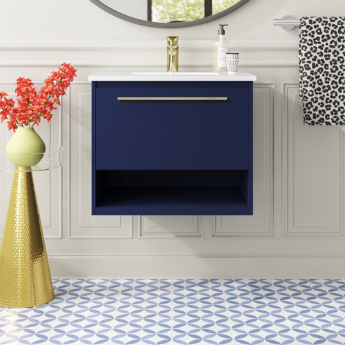 Everly Quinn Draven 24" WallMounted Single Bathroom Vanity Set